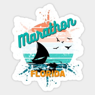 Marathon Florida Retro Vintage Exploding Sunset Sticker